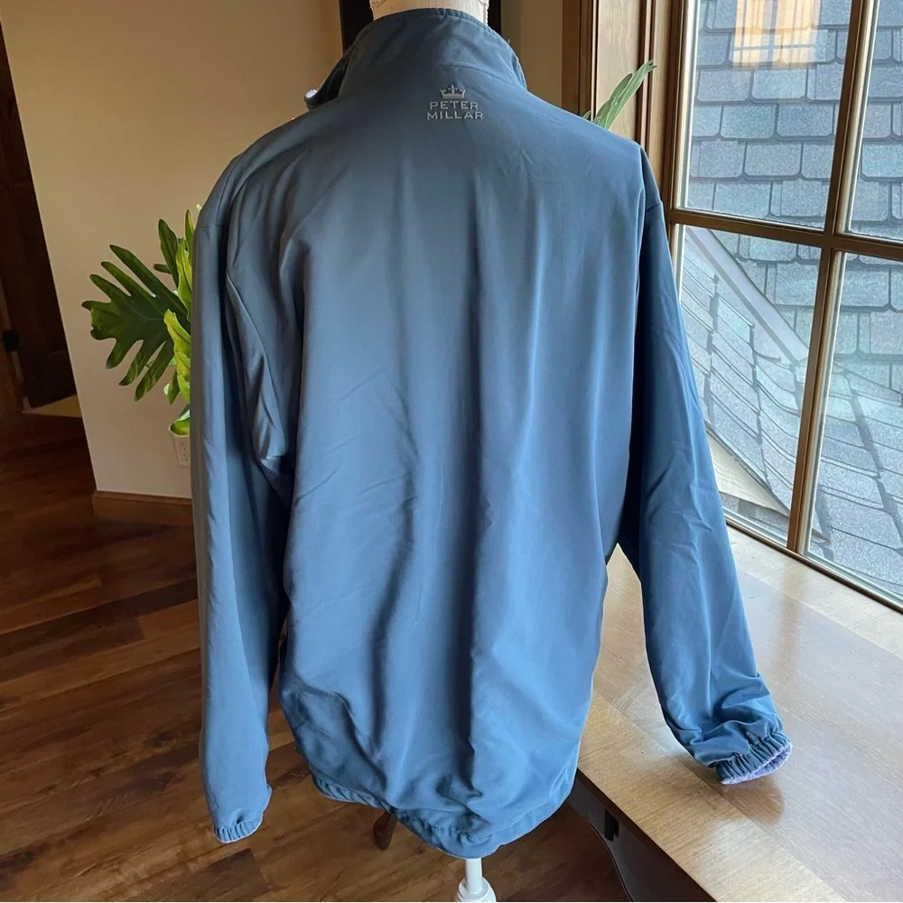Peter Millar Men's Slate Blue Quarter Zip Reversible Windbreaker Pullover size L